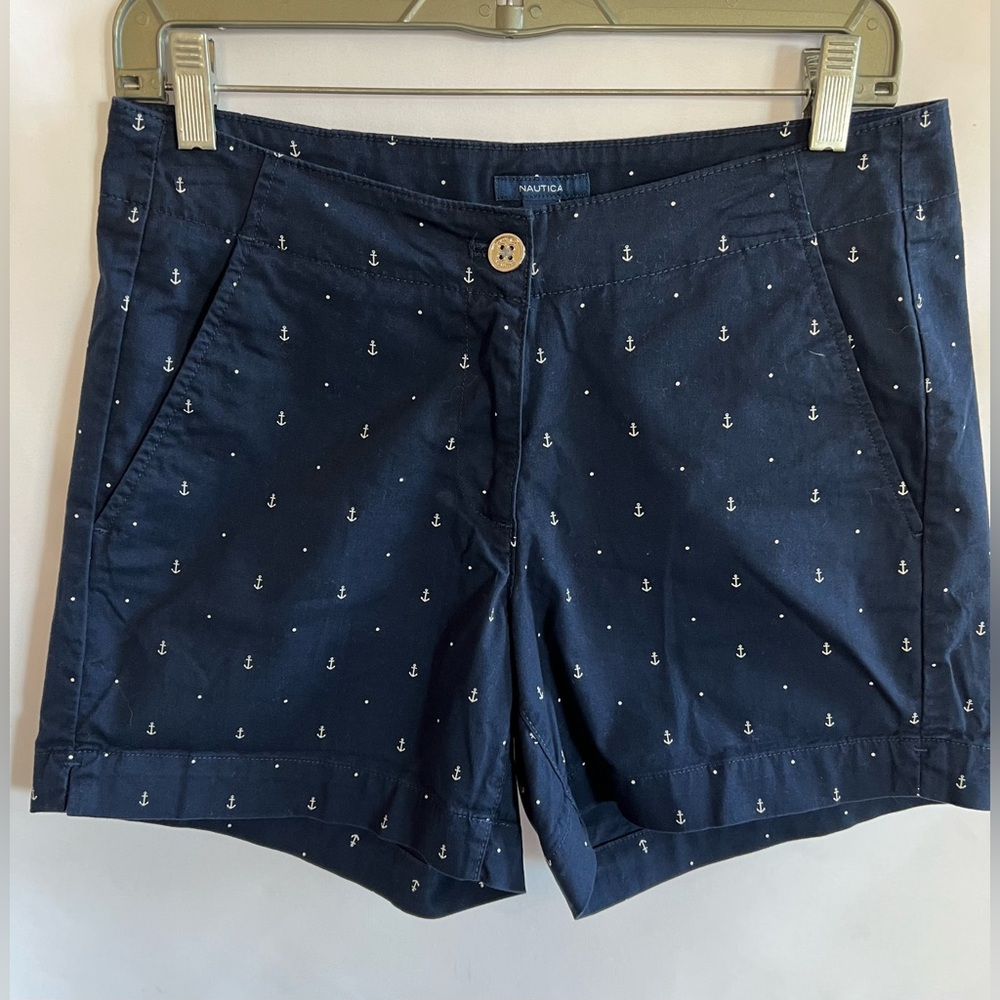 Nautica Preppy Chino Anchor Print Shorts - Navy Blue - Size‎ 4